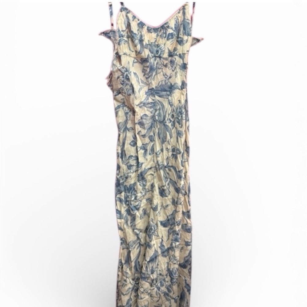 Sandro Joselle Cream and Blue FloralMaxi Dress Women’s XL - Picture 4 of 7